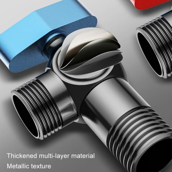 Copper High Flow 4-point Ball Valve Hot Cold Water Gas Water Heater Full Open Triangle Valve, Color: Gray Blue Label Cold Water - Image 5
