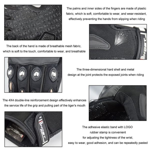 GHOST RACING Motorcycle Riding Anti-fall Breathable Gloves, Size: XXL (Black) - Image 5
