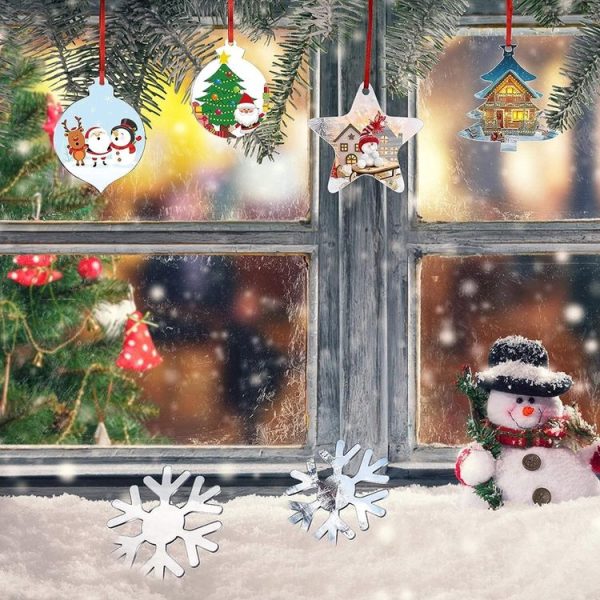 10pcs Clear Acrylic Christmas Decoration Hangers DIY Blank Xmas Tree Ornament With Rope, Style: Bell - Image 5