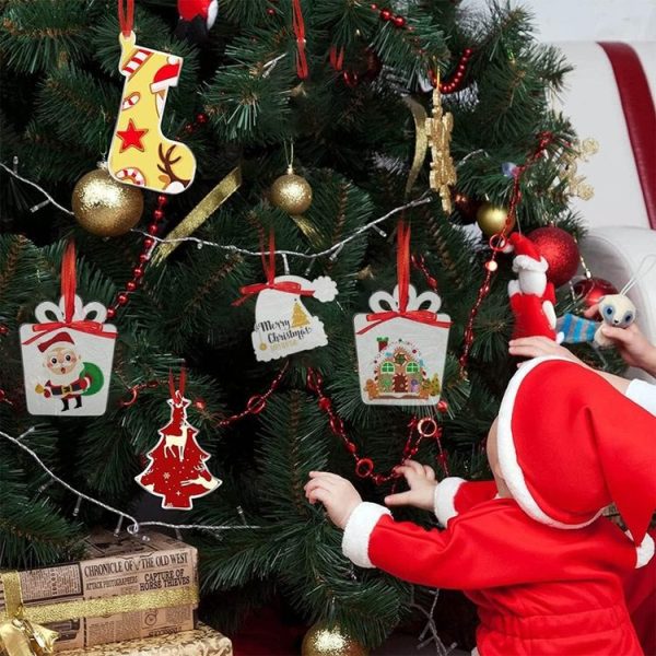 10pcs Clear Acrylic Christmas Decoration Hangers DIY Blank Xmas Tree Ornament With Rope, Style: Bell - Image 6