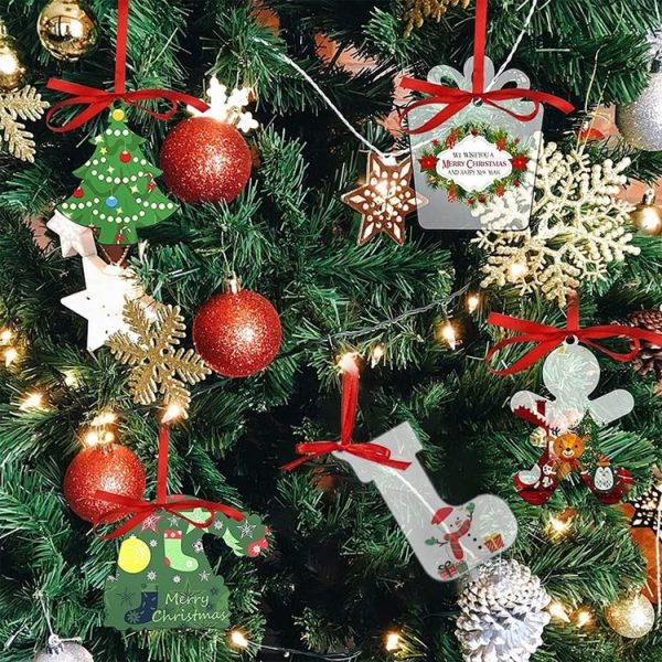 10pcs Clear Acrylic Christmas Decoration Hangers DIY Blank Xmas Tree Ornament With Rope, Style: Bell - Image 7