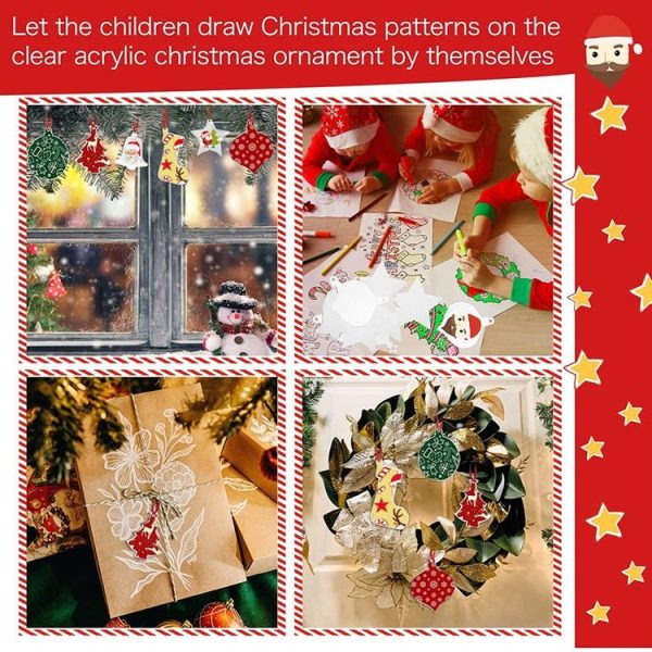 10pcs Clear Acrylic Christmas Decoration Hangers DIY Blank Xmas Tree Ornament With Rope, Style: Bell - Image 9