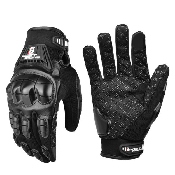 GHOST RACING Motorcycle Riding Anti-fall Breathable Rubber Shell Touch Screen Gloves, Size: M (Black)