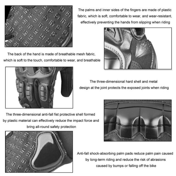 GHOST RACING Motorcycle Riding Anti-fall Breathable Rubber Shell Touch Screen Gloves, Size: M (Black) - Image 4