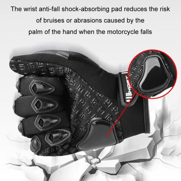GHOST RACING Motorcycle Riding Anti-fall Breathable Rubber Shell Touch Screen Gloves, Size: M (Black) - Image 6