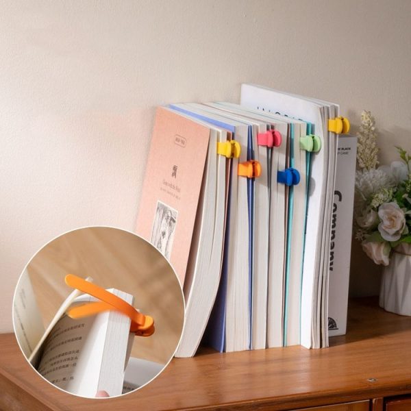 3pcs Rose Red + Yellow + Blue Silicone Page Bookmark Clip Automatic Page Recording Reading Tool - Image 8