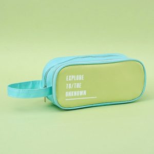Portable Large Capacity Pencil Bag Double Layer Zipper Student Stationery Storage Bag (Green)