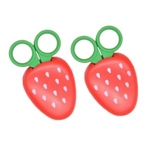 2pcs / Pack Cute Vegetable And Fruit Shape Children Paper Cutting Round Head Scissors (Strawberry)