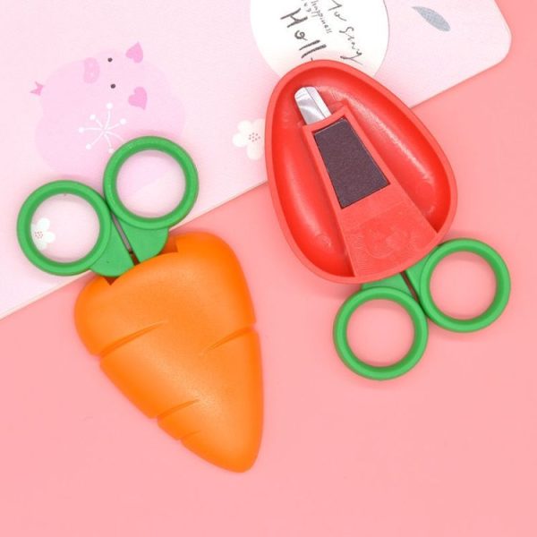 2pcs / Pack Cute Vegetable And Fruit Shape Children Paper Cutting Round Head Scissors (Strawberry) - Image 4