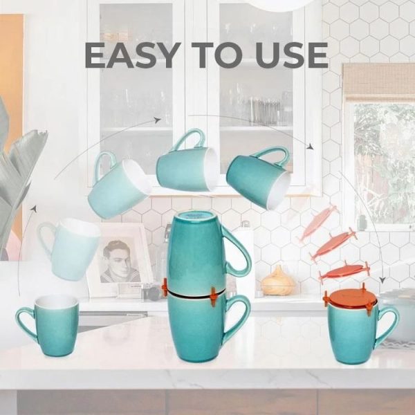 Telescopic Adjustable Cup Holder Coffee Cup Glasses Stacking Rack (Red) - Image 4