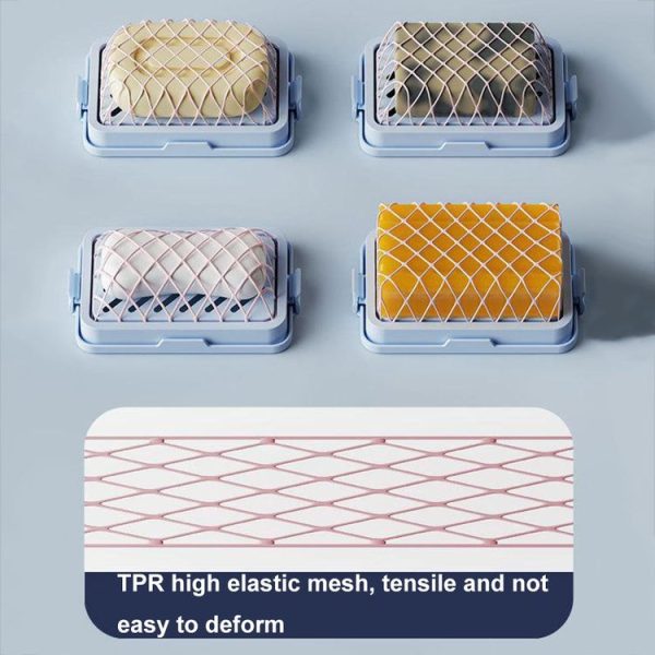 4pcs / Pack Multifunctional High Elastic Mesh Anti-slip Drain Foaming Soap Box (Sky Blue) - Image 6