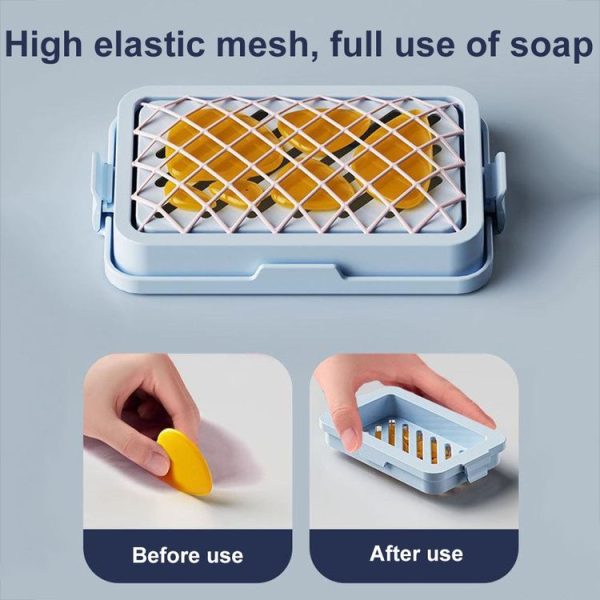 4pcs / Pack Multifunctional High Elastic Mesh Anti-slip Drain Foaming Soap Box (Sky Blue) - Image 7