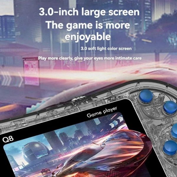 Q8 Handheld Game Console 3.0 Inch Screen Support TV Connection Built In 800 Games Singles Transparent Gray - Image 5