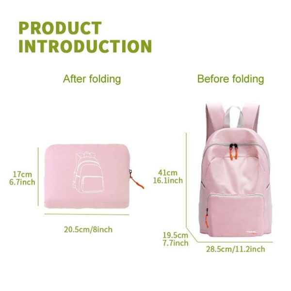 Lightweight Folding Backpack Student Schoolbag Large Capacity Outdoor Travel Camping Hiking Backpack (Blue) - Image 4