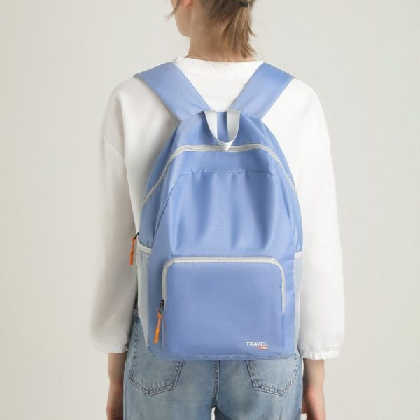 Lightweight Folding Backpack Student Schoolbag Large Capacity Outdoor Travel Camping Hiking Backpack (Blue) - Image 9