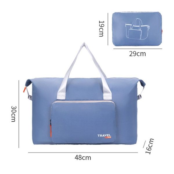 Folding Travel Bag Large Capacity Gym Rucksack Portable Luggage Clothes Storage Bag (Blue) - Image 3