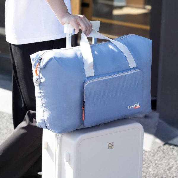 Folding Travel Bag Large Capacity Gym Rucksack Portable Luggage Clothes Storage Bag (Blue) - Image 7