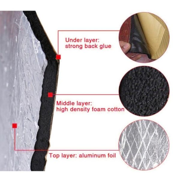 250x180x5mm Car Thick Aluminum Foil Hood Heat And Sound Insulation Pad - Image 3