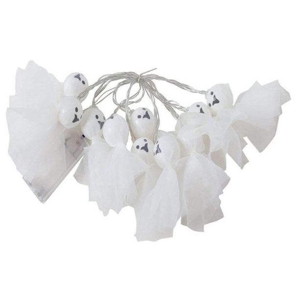 Halloween Fabric Ghost String Lights LED Scary Ghost Festival Indoor Decoration Ambient Lamp, Color: 1.5m 10 Lights White - Image 2