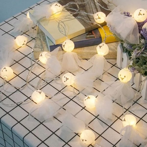Halloween Fabric Ghost String Lights LED Scary Ghost Festival Indoor Decoration Ambient Lamp, Color: 1.5m 10 Lights White - Image 3