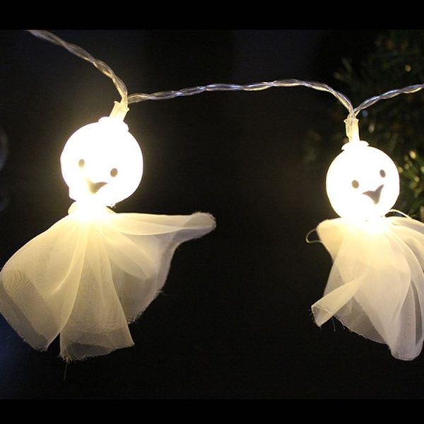 Halloween Fabric Ghost String Lights LED Scary Ghost Festival Indoor Decoration Ambient Lamp, Color: 1.5m 10 Lights White - Image 6