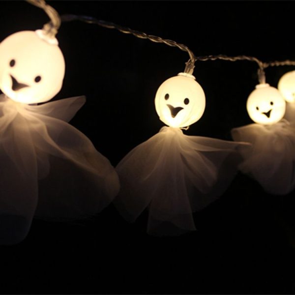 Halloween Fabric Ghost String Lights LED Scary Ghost Festival Indoor Decoration Ambient Lamp, Color: 1.5m 10 Lights White - Image 7