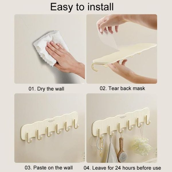 Household No-Punch Fixed Hooks Bathroom Hanging And Storage Hooks (Yellow) - Image 6