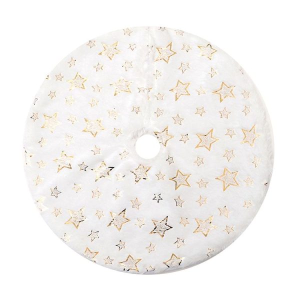 40cm Christmas Tree Skirt Mat Christmas Tree Bottom Foot Carpet Party Decoration (Gold Pentagram)