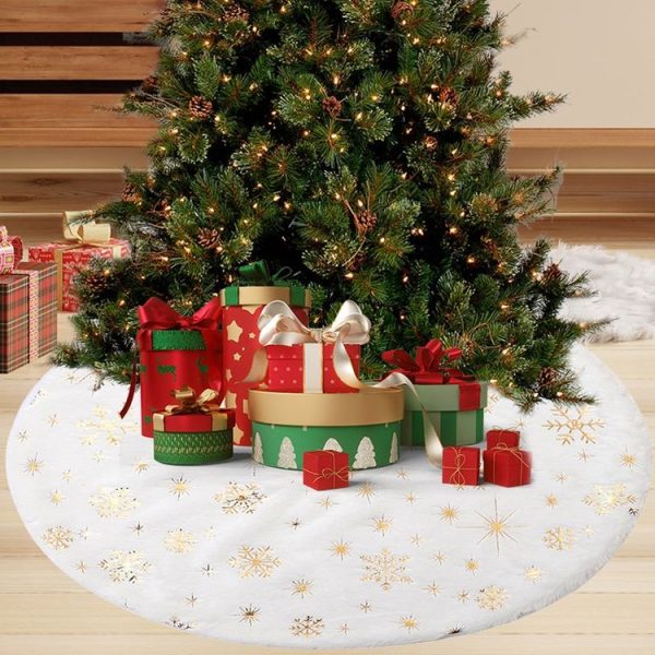 40cm Christmas Tree Skirt Mat Christmas Tree Bottom Foot Carpet Party Decoration (Gold Pentagram) - Image 2