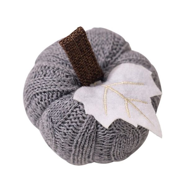 Thanksgiving Decoration Pumpkin Pendant Harvest Festival Knitted Pumpkin Ornament Arrangement (Grey)