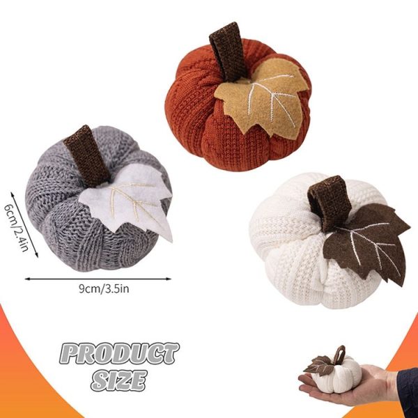 Thanksgiving Decoration Pumpkin Pendant Harvest Festival Knitted Pumpkin Ornament Arrangement (Grey) - Image 3