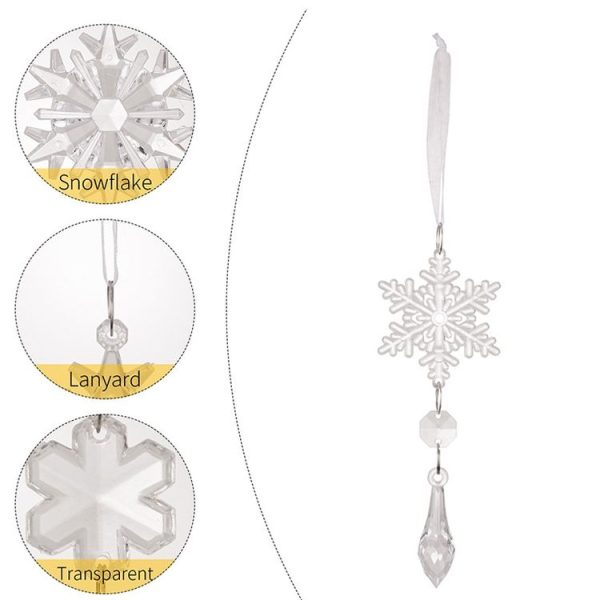 5pcs / Set Christmas Acrylic Clear Pendant Snowflake Icicle Crystal Ornaments Xmas Tree Hanging Decoration - Image 4