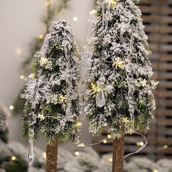 5pcs / Set Christmas Acrylic Clear Pendant Snowflake Icicle Crystal Ornaments Xmas Tree Hanging Decoration - Image 7