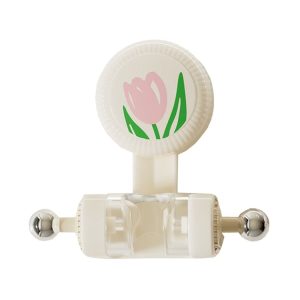 Bathroom No-Punch Suction Cup Showerhead Holder Tulip Shower Hanger (Milk White)