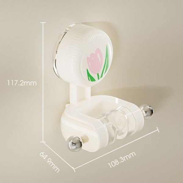 Bathroom No-Punch Suction Cup Showerhead Holder Tulip Shower Hanger (Milk White) - Image 3