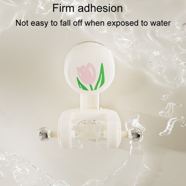 Bathroom No-Punch Suction Cup Showerhead Holder Tulip Shower Hanger (Milk White) - Image 4