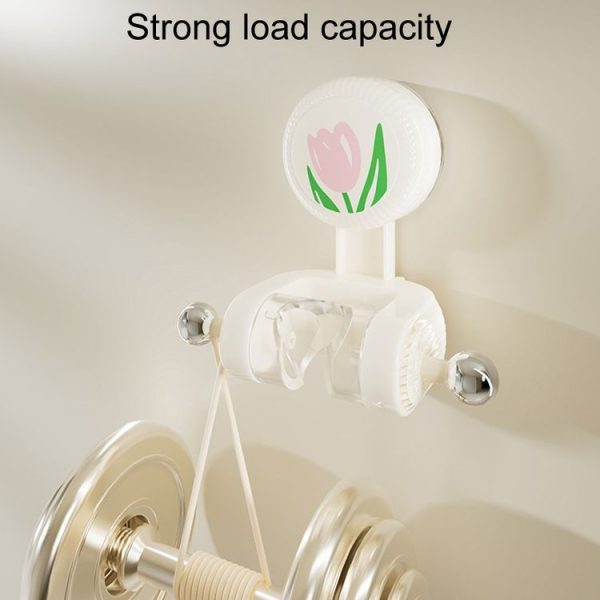 Bathroom No-Punch Suction Cup Showerhead Holder Tulip Shower Hanger (Milk White) - Image 6