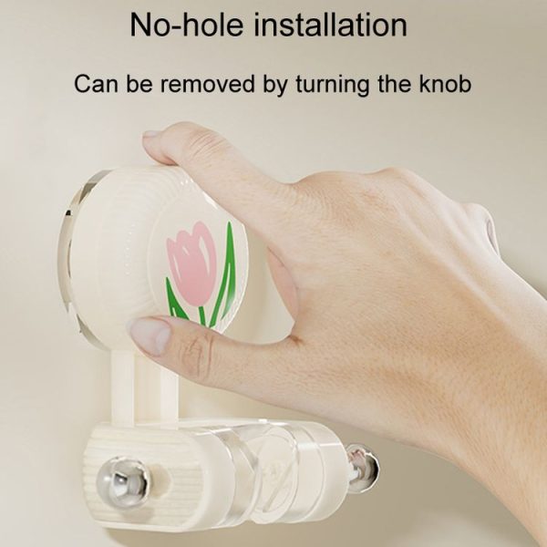 Bathroom No-Punch Suction Cup Showerhead Holder Tulip Shower Hanger (Milk White) - Image 7