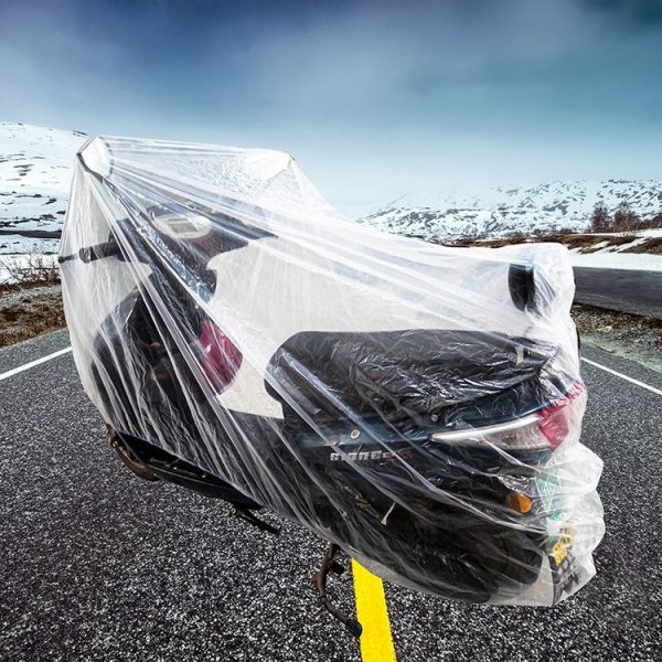 200x120cm Disposable Transparent PE Film Rainproof Dustproof Motorcycle Scooter Cover - Image 4