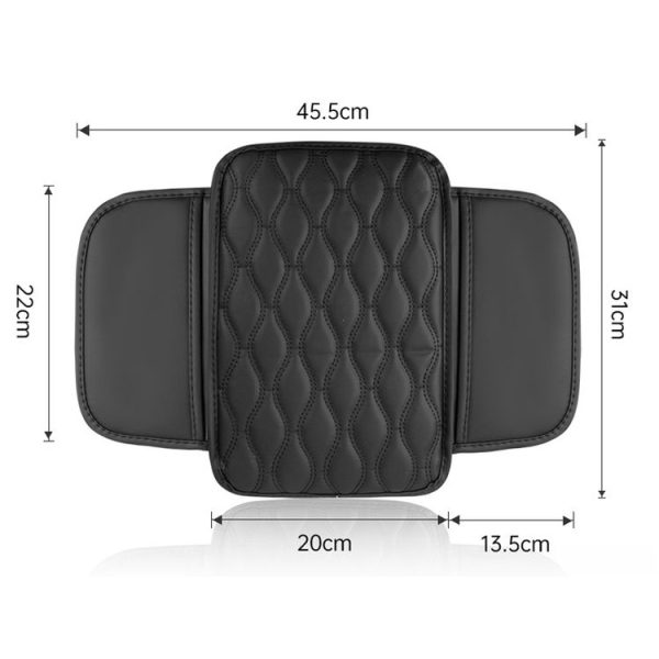Car Armrest Box Leather Storage Heightening Pad (Black) - Image 3