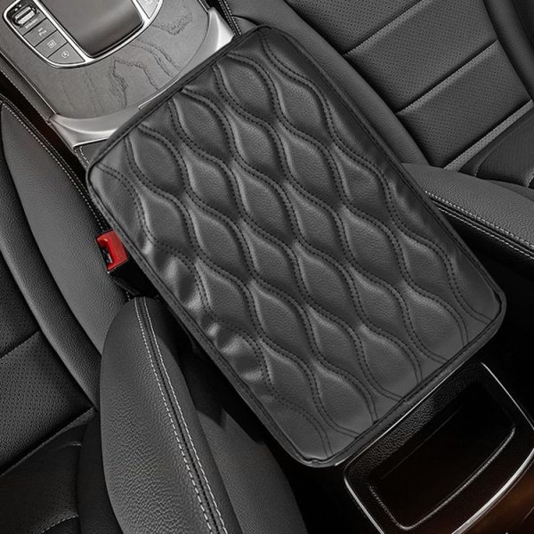 Car Armrest Box Leather Storage Heightening Pad (Black) - Image 7