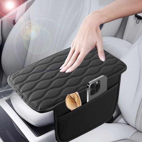 Car Armrest Box Leather Storage Heightening Pad (Black) - Image 8
