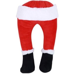 Christmas Tree Decoration Santa Claus Elf Legs Plush Door Decor Christmas Home Hanging Ornaments (Red)