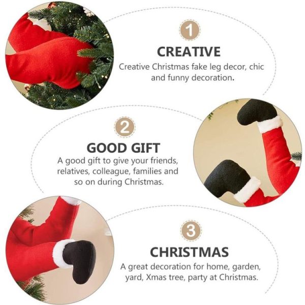 Christmas Tree Decoration Santa Claus Elf Legs Plush Door Decor Christmas Home Hanging Ornaments (Red) - Image 5