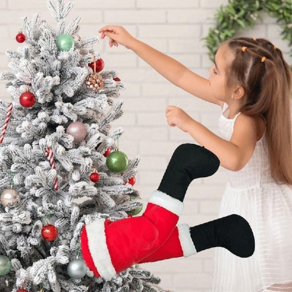 Christmas Tree Decoration Santa Claus Elf Legs Plush Door Decor Christmas Home Hanging Ornaments (Red) - Image 9
