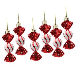 6pcs / Box Candy Christmas Tree DIY Ornaments New Year Xmas Gifts Christmas Ball Decoration (Red)