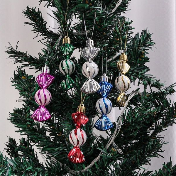6pcs / Box Candy Christmas Tree DIY Ornaments New Year Xmas Gifts Christmas Ball Decoration (Red) - Image 2