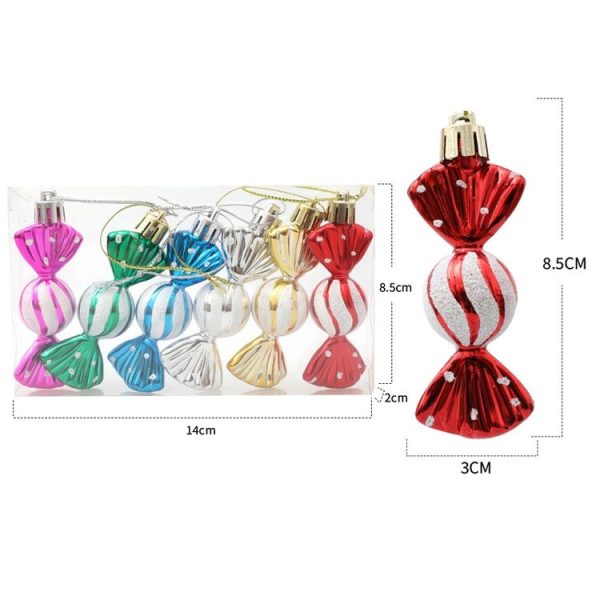 6pcs / Box Candy Christmas Tree DIY Ornaments New Year Xmas Gifts Christmas Ball Decoration (Red) - Image 3