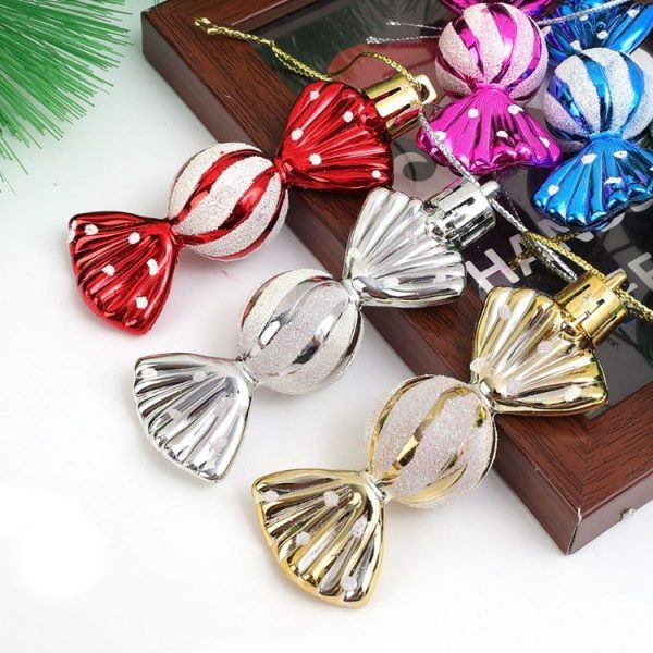 6pcs / Box Candy Christmas Tree DIY Ornaments New Year Xmas Gifts Christmas Ball Decoration (Red) - Image 4