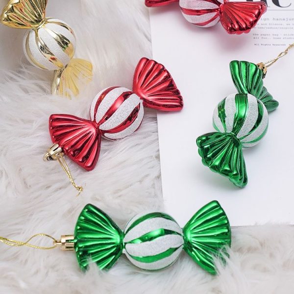 6pcs / Box Candy Christmas Tree DIY Ornaments New Year Xmas Gifts Christmas Ball Decoration (Red) - Image 5